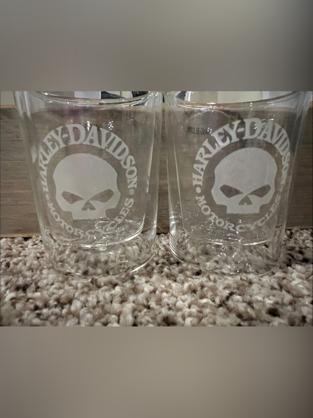 Harley-Davidson Clear Glasses with White Etched Skull